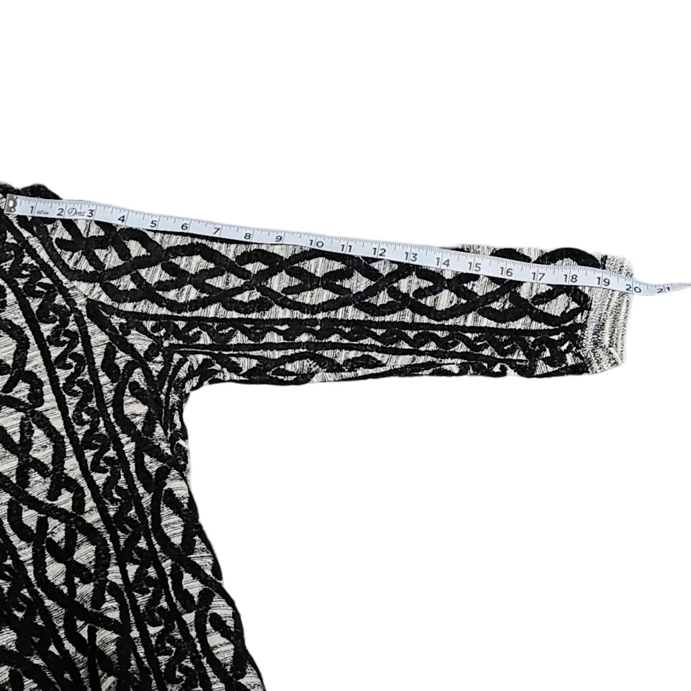 ANTHROPOLOGIE MOTH Black White Wool Blend 3/4 Sleeve Geometric Midi Dress Medium - Picture 15 of 16